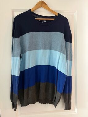 Club Room Men's Crewneck Sweater in Navy, Light Blue & Gray